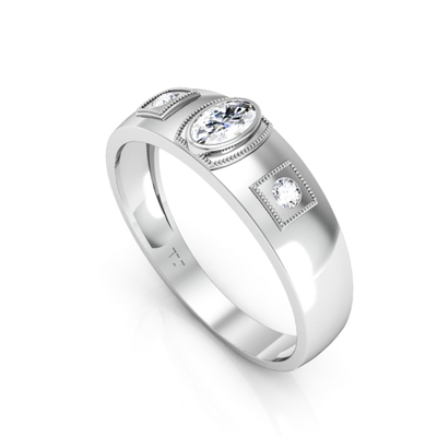 Anel Masculino Prata Oval