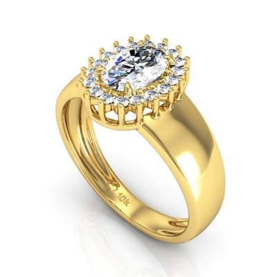 Anel Ouro 10K Oval