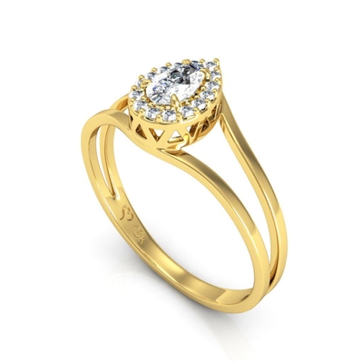 Anel Ouro 18K Aro Duplo Gota