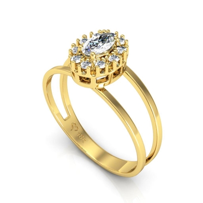 Anel Ouro 18K Aro Duplo Oval