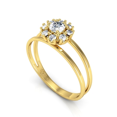 Anel Ouro 18K Aro Duplo Redondo