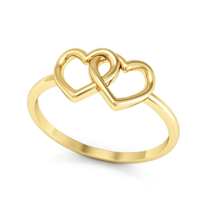 Anel Ouro 18K Corações Entrelaçados