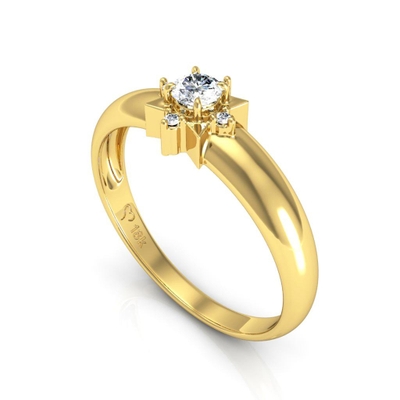 Anel Ouro 18K Estrela Oito Pontas