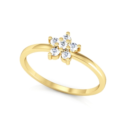 Anel Ouro 18K Flor com Pedras