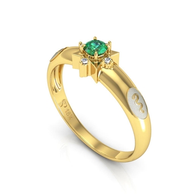 Anel Ouro 18K Formatura Estrela Oito Pontas