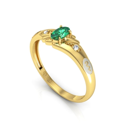 Anel Ouro 18K Formatura Oval com Detalhes