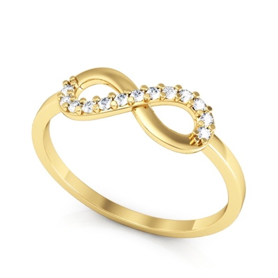Anel Ouro 18K Infinito com Pedras