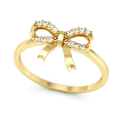 Anel Ouro 18K Lacinho com Pedras