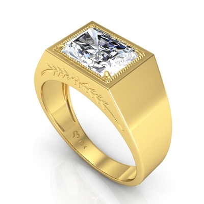 Anel Ouro 18K Masculino Baguete