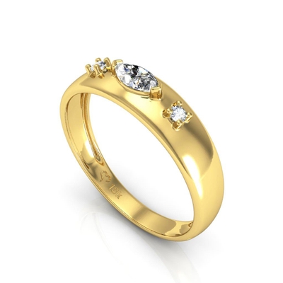 Anel Ouro 18K Navete