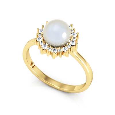 Anel Ouro 18K Pérola