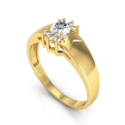 Anel Ouro 18K Redondo com Detalhes