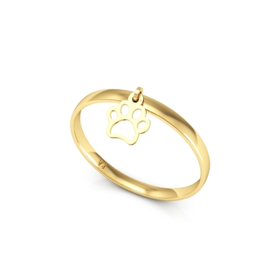 Anel Pet com Pingente de Pata Ouro 18k