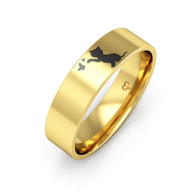 Anel Pet Gato Borboleta Ouro 18K