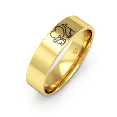 Anel Pet Gato Cachorro Coração Contorno Ouro 18K