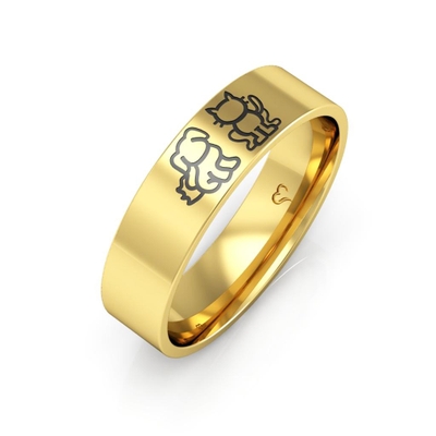 Anel Pet Gato Cachorro Coração Ouro 18K