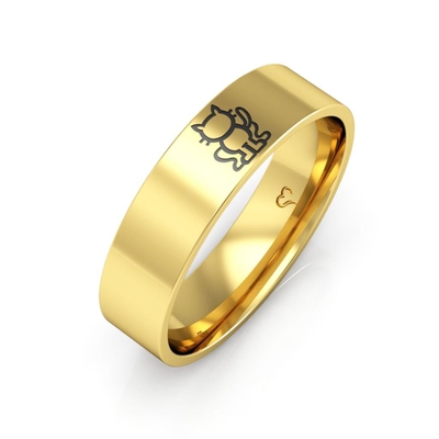 Anel Pet Gato Contorno Ouro 18K
