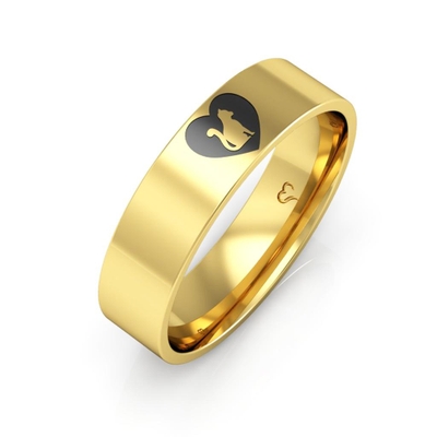 Anel Pet Gato Coração Ouro 18K