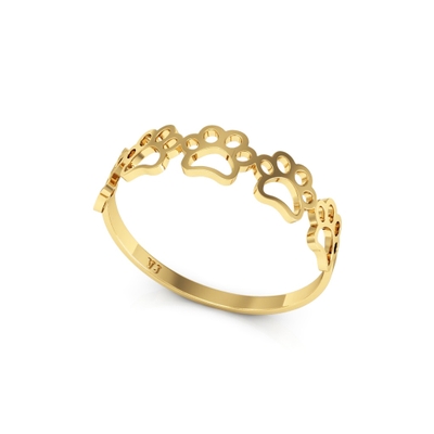 Anel Pet Vazado com Patas Ouro 18k