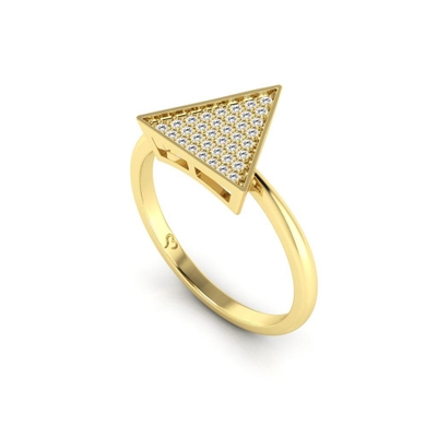 Anel Triângulo Ouro 18K Coleção Pavê Pequeno