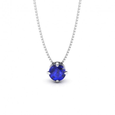 Colar Prata Ponto de Luz Pedra Azul