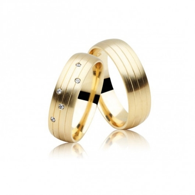 Alianças Bodas De Ouro Foscas 6 mm 13g com  e Brilhantes