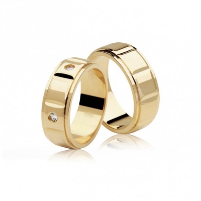 Alianças Bodas De Ouro Polidas 6,5 mm 14g com Brilhantes