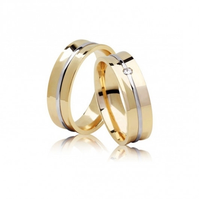 Alianças Bodas De Ouro Polidas 6 mm 14g com Fio Elevado e Brilhante