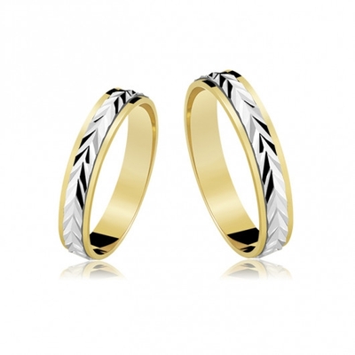 Alianças Bodas De Prata Em Ouro 4,5 mm 9g Detalhes em Ródio