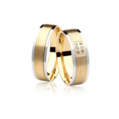 Alianças Bodas De Prata Em Ouro Foscas 6,5 mm 14g com Brilhantes