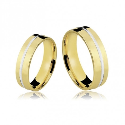 Alianças Bodas De Prata Em Ouro Polidas 6 mm 12g com Fio Elevado