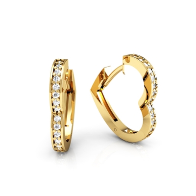 Brinco Argola de Coração Ouro 18K Grande com Pedras