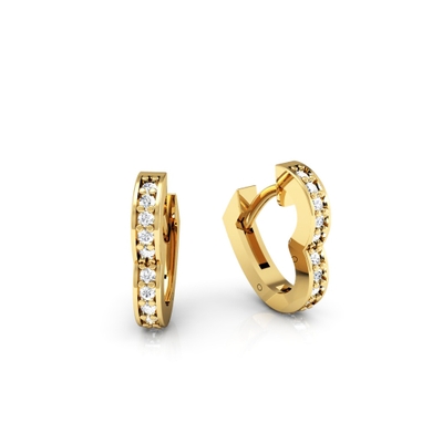 Brinco Argola de Coração Ouro 18K Pequeno com Pedras