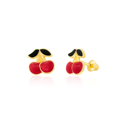 Brinco Infantil Cerejas Ouro 18k