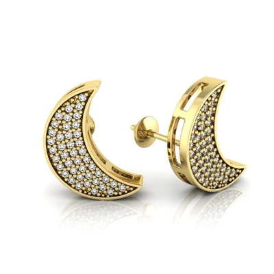 Brinco Lua Ouro 18K Coleção Pavê Médio