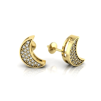 Brinco Lua Ouro 18K Coleção Pavê Pequeno