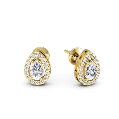 Brinco Ouro 18K Gota com Pedras