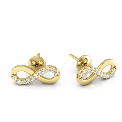 Brinco Ouro 18K Infinito com Pedras