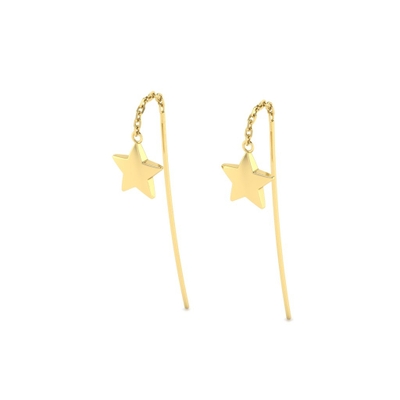 Brinco Palito com Pingente de Estrela Ouro 18k