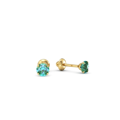 Brinco Pedra Ouro 18K 3mm Água Marinha