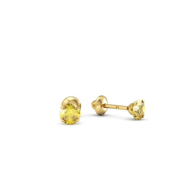 Brinco Pedra Ouro 18K 3mm Amarelo Citrino