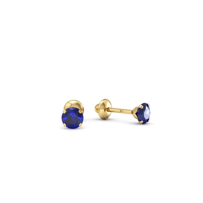 Brinco Pedra Ouro 18K 3mm Azul Safira
