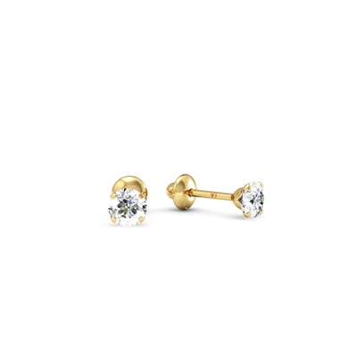 Brinco Pedra Ouro 18K 3mm Branca