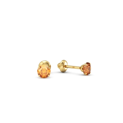 Brinco Pedra Ouro 18K 3mm Vermelho Granada