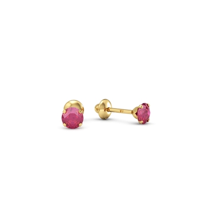 Brinco Pedra Ouro 18K 3mm Vermelho Rubi