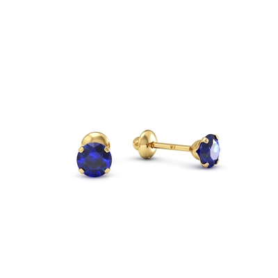 Brinco Pedra Ouro 18K 4mm Azul Safira