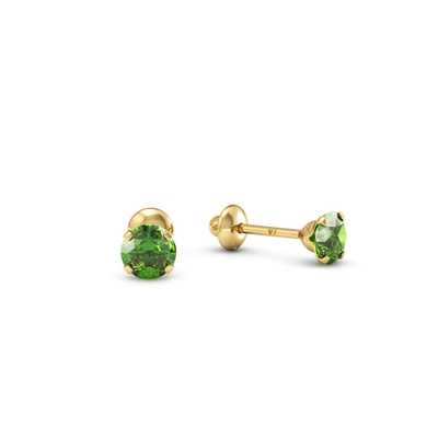 Brinco Pedra Ouro 18K 4mm Verde Turmalina