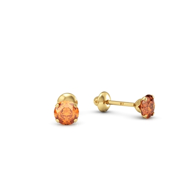 Brinco Pedra Ouro 18K 4mm Vermelho Granada