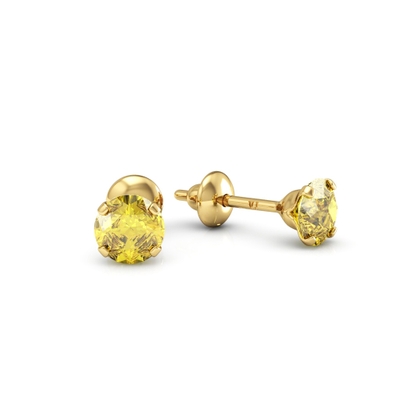 Brinco Pedra Ouro 18K 5mm Amarelo Citrino
