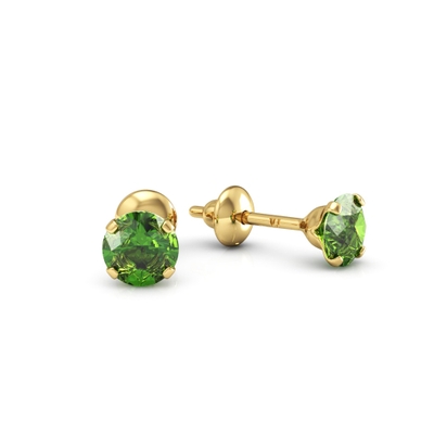 Brinco Pedra Ouro 18K 5mm Verde Turmalina